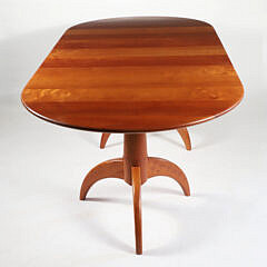 Stephen Swift Oval Double Pedestal Cherry Dining Table with One Leaf