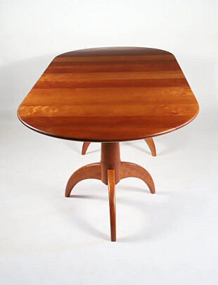 Stephen Swift Oval Double Pedestal Cherry Dining Table with One Leaf