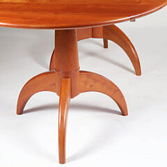 Stephen Swift Oval Double Pedestal Cherry Dining Table with One Leaf