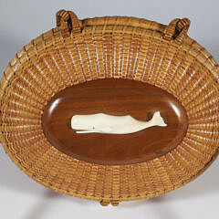John and Frances Elder Nantucket Friendship Basket with Carved Sperm Whale on Lid
