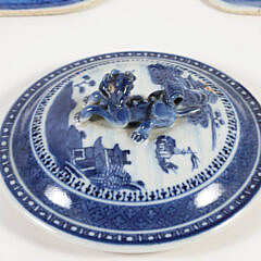 Collection of Fourteen Blue and White Canton Lids and Covers, 19th Century