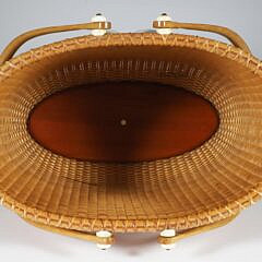 Jean M. Valerio Woven Double Swing Handle Oval Bucket Style Nantucket Basket, circa 1999