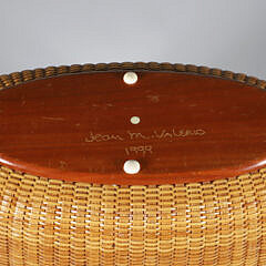 Jean M. Valerio Woven Double Swing Handle Oval Bucket Style Nantucket Basket, circa 1999