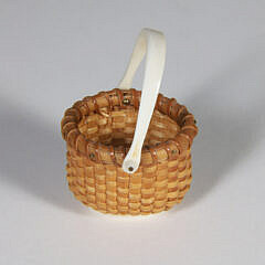 Jean M. Valerio Miniature Oval Swing Handle Nantucket Basket with Carved Seashell Interior