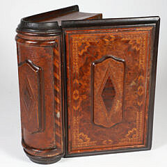 Antique Marquetry Inlaid and Carved Faux Book Box