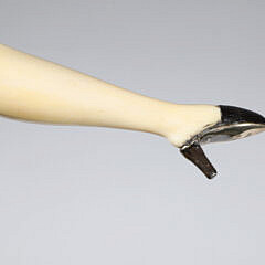 German Carved Woman’s Leg with Silver Slipper Cane, circa 1890
