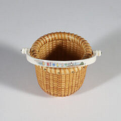 Jean M. Valerio Woven Miniature Open Swing Handle Basket circa 2007