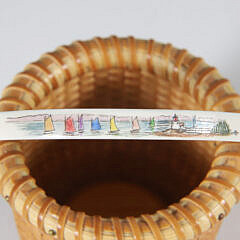 Jean M. Valerio Woven Miniature Open Swing Handle Basket circa 2007
