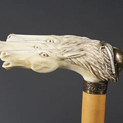 Austrian Carved “Finish Line” Horse Race Cane, circa 1870