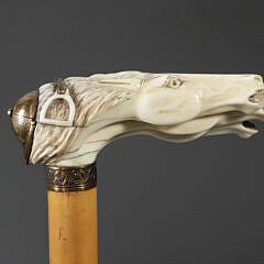 Austrian Carved “Finish Line” Horse Race Cane, circa 1870