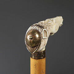 Austrian Carved “Finish Line” Horse Race Cane, circa 1870