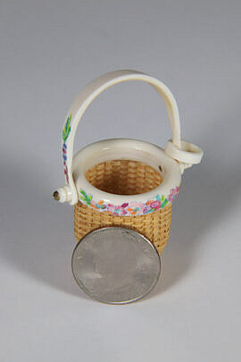 Jean M. Valerio Miniature Woven Open Swing Handle Nantucket Basket Pendant circa 2017