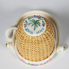 Jean M. Valerio Miniature Woven Open Swing Handle Nantucket Basket Pendant, circa 2017