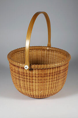 Jean M. Valerio Woven Open Round Swing Handle Nantucket Basket circa 2000