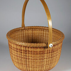 Jean M. Valerio Woven Open Round Swing Handle Nantucket Basket, circa 2000