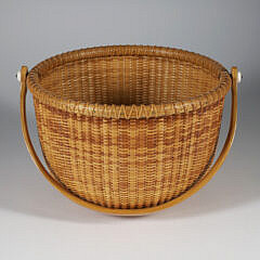 Jean M. Valerio Woven Open Round Swing Handle Nantucket Basket, circa 2000