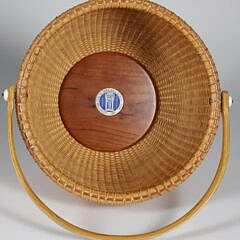Jean M. Valerio Woven Open Round Swing Handle Nantucket Basket, circa 2000