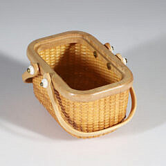 Jean M. Valerio Woven Rectangular Covered Twin Handle Nantucket Basket circa 2014