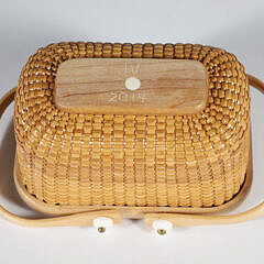 Jean M. Valerio Woven Rectangular Covered Twin Handle Nantucket Basket circa 2014