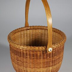 Jean M. Valerio Woven Round Open Swing Handle Nantucket Basket circa 1997