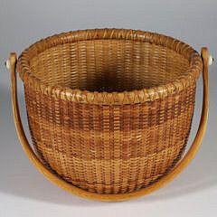 Jean M. Valerio Woven Round Open Swing Handle Nantucket Basket circa 1997