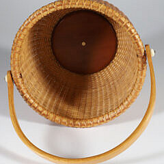 Jean M. Valerio Woven Round Open Swing Handle Nantucket Basket circa 1997