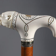 Large T-Shaped Grip Pique Bulldog Cane, 18th Century