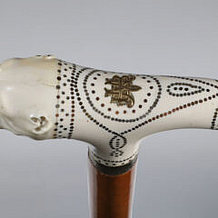 Large T-Shaped Grip Pique Bulldog Cane, 18th Century