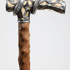 American Reticulated Silver Overlay Serpent Cane, circa 1880