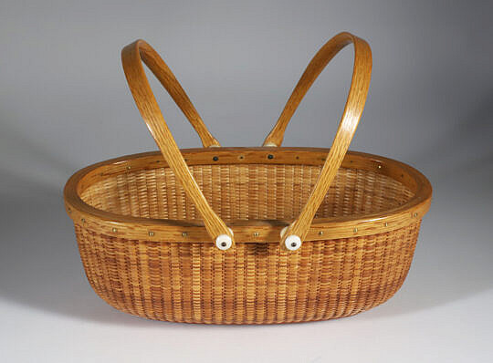 Jean M. Valerio Woven Oval Double Swing Handle Nantucket Basket, circa 2000
