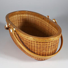 Jean M. Valerio Woven Oval Double Swing Handle Nantucket Basket circa 2000