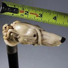 Large Mixed Media Greyhound Cane, circa 1870