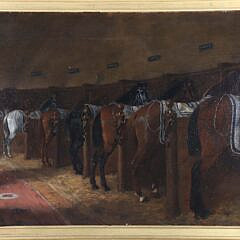 A. Dargent Oil on Canvas “The Horse Stable”, circa 1883