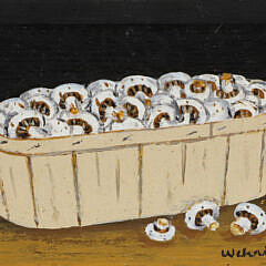 Charles Wehringer Miniature Still Life Oil on Board "Basket of Mushrooms"