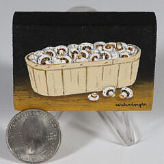 Charles Wehringer Miniature Still Life Oil on Board “Basket of Mushrooms”