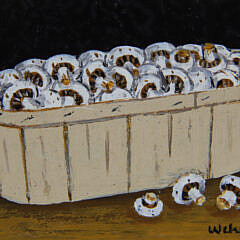 Charles Wehringer Miniature Still Life Oil on Board “Basket of Mushrooms”