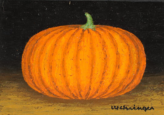 Charles Wehringer Miniature Still Life Oil on Board "Pumpkin"