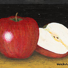 Charles Wehringer Miniature Still Life Oil on Board "Red Apples"