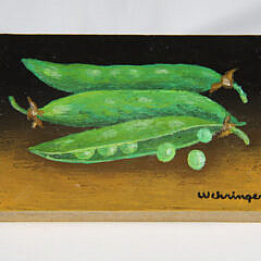 Charles Wehringer Miniature Still Life Oil on Board “Sugar Snap Peas”