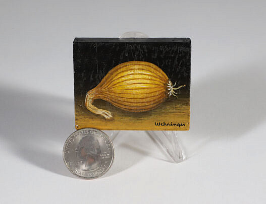 Charles Wehringer 20th Century Miniature Still Life Oil on Board "Yellow Onion"