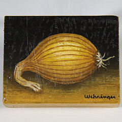 Charles Wehringer Miniature Still Life Oil on Board “Yellow Onion”