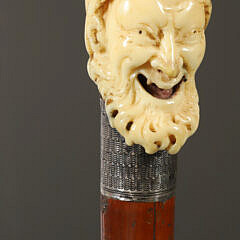 Laughing Bearded Man Carved Grip Walking Stick, 18th Century
