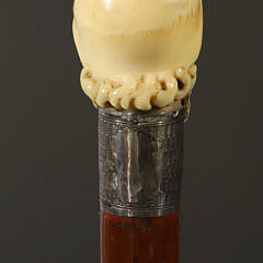 Laughing Bearded Man Carved Grip Walking Stick, 18th Century