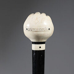 Whaleman Carved Fist with Eyeball Walking Stick, 19th Century