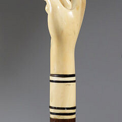 Whaleman Carved Clenched Fist Walking Stick, circa 1860