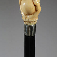 Whaleman Made Fist Clenching a Ball Walking Stick, circa 1860