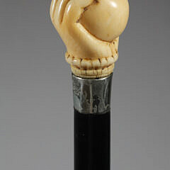 Whaleman Made Fist Clenching a Ball Walking Stick, circa 1860