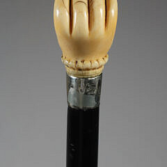 Whaleman Made Fist Clenching a Ball Walking Stick, circa 1860
