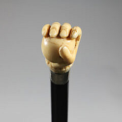 Whaleman Made Fist Clenching a Ball Walking Stick, circa 1860