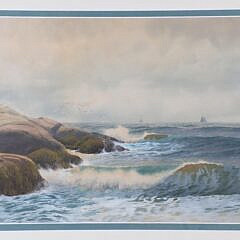 George Howell Gay Watercolor “New England Rocky Coastal Seascape”
